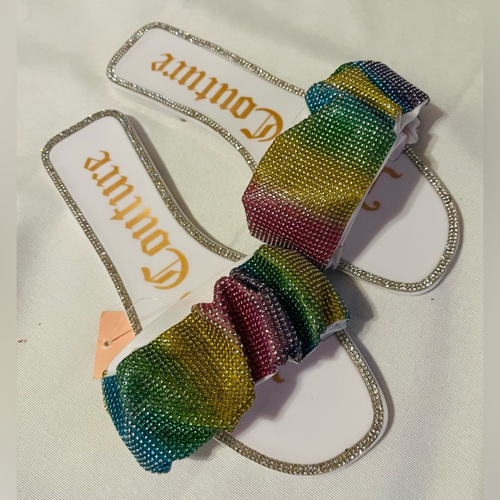 Juicy Couture Rainbow Jelly Hollyn Embellished Slip On Sandals 7 - Picture 2 of 12
